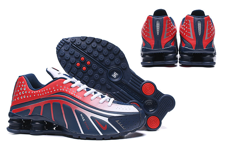 2019 Men Nike Shox R4 Red Blue White Shoes - Click Image to Close